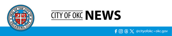 CIty of OKC News with City seal and blue bar with social media icons and okc.gov
