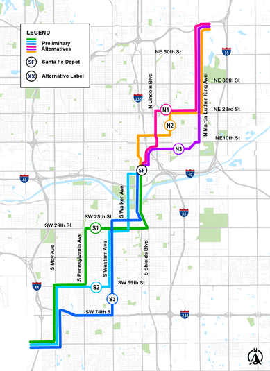 MAPS 4 BRT alignment alternatives map
