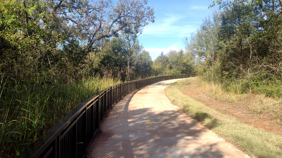 newly paved trail with folliage around it