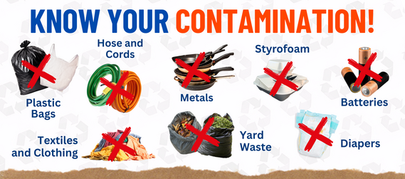 Graphic showing the most frequent typs of recycling contamination.