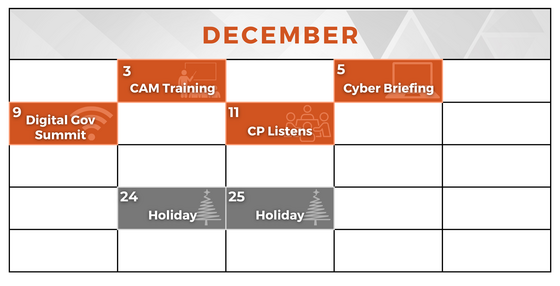 OMES calendar of events for December