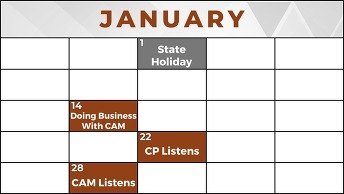 January calendar of events