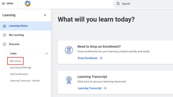 Workday@OK Learning: My Library screenshot