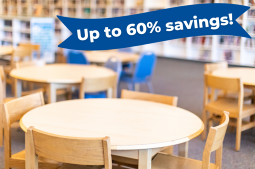 Library tables. Up to 60% savings!