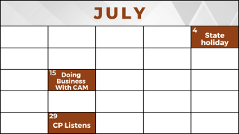 July calendar of events