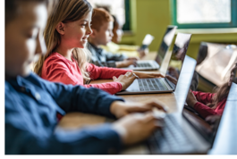 Students working on laptops