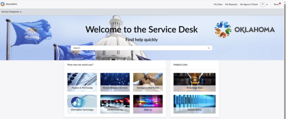 Service desk homepage