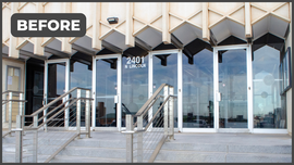 Before image of the WRB entry doors.