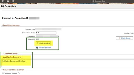 Edit Requisition page