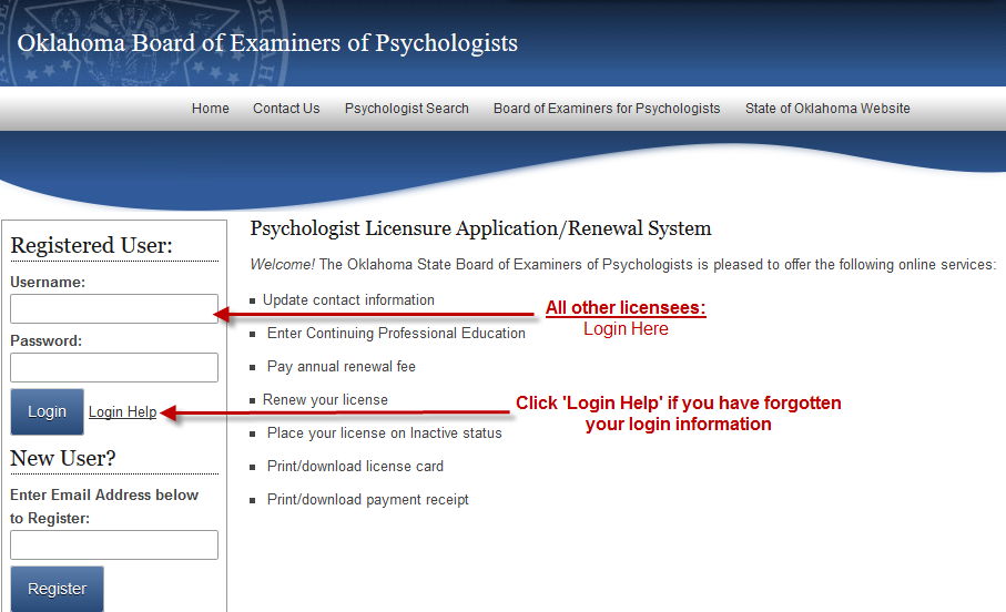2020 Oklahoma Psychologist License Renewal
