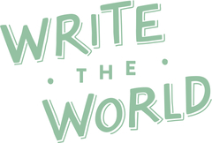 write the world text logo