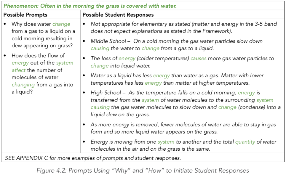 Crosscutting Concept Prompts and Student Responses