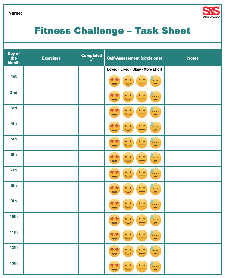 Fitness Challenge Task Sheet