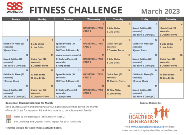 March Fitness Challenge Calendar