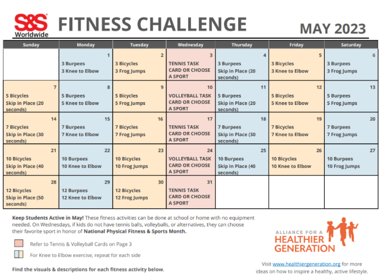 May's Fitness Challenge Calendar