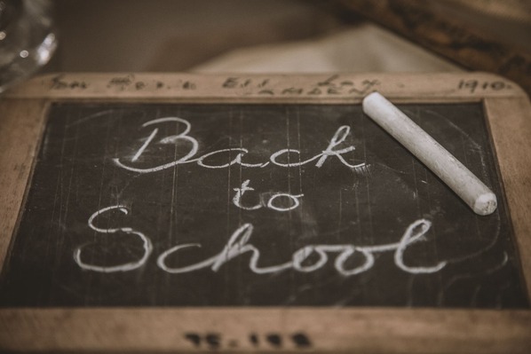 picture of a small chalkboard that says back to school