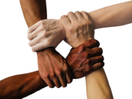 Hands joining together