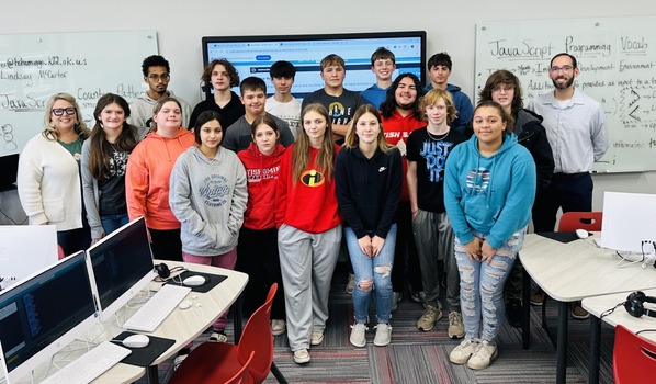 Group photo of Ms. Mc.Carter's class during computer science education week. 