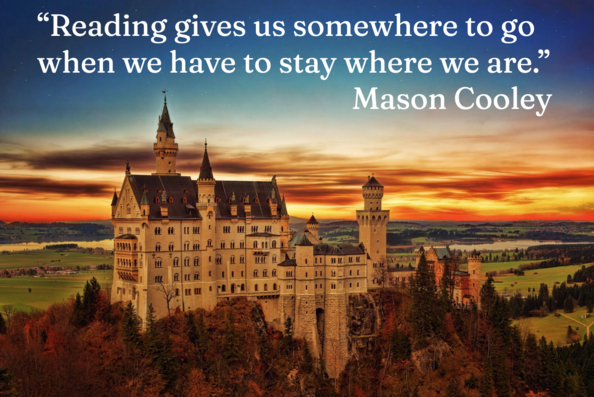 castle with reading quote by mason cooley
