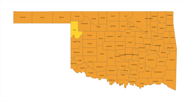 Oklahoma County Risk Level Map 2021-01-28