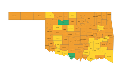 Oklahoma County Risk Levels Map - 12/28/21