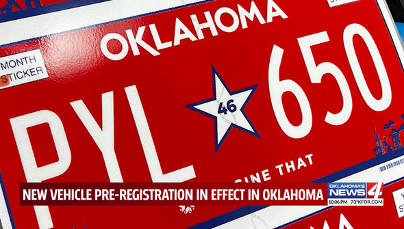 Photo of the new Iconic Oklahoma License Plate for the new pre-registration process.