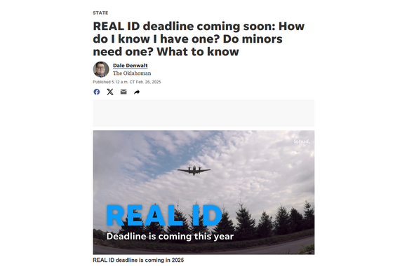 The Oklahoman: REAL ID Article