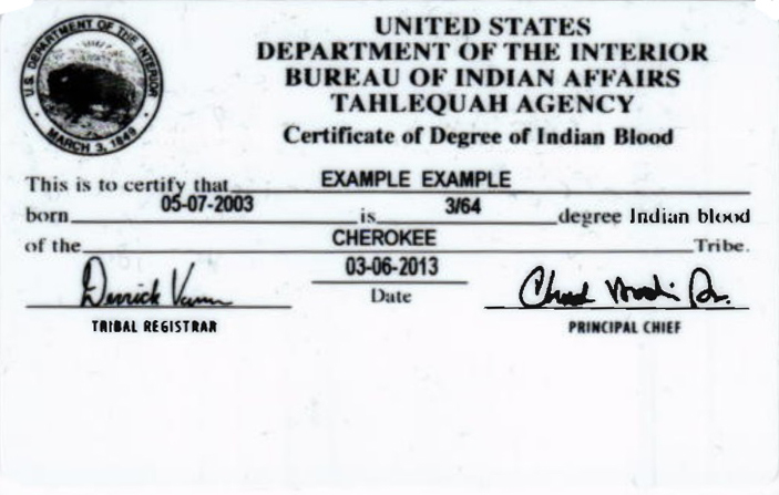 Cherokee Nation membership card 2 updated