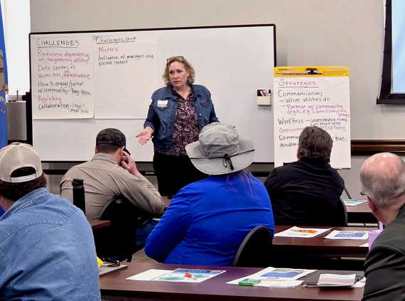 February FLOW workshop attendees participate in a group exercise