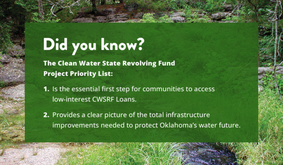 The CWSRF PPL is a planning document and the first step to accessing low-interest CWSRF loans.
