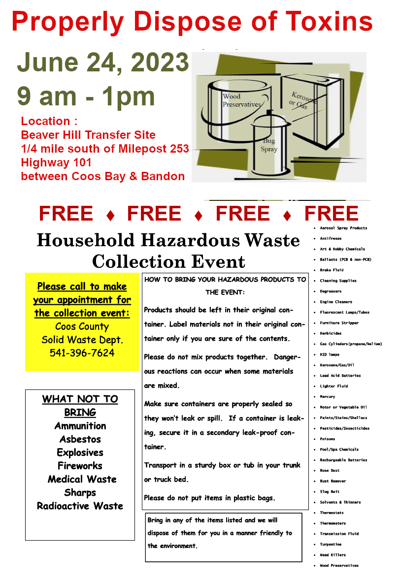 Household Hazardous Waste Disposal Event in June