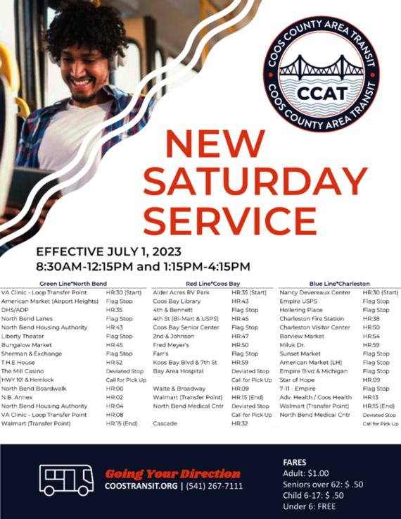 Coos Transit Saturday Schedule