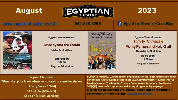 Egyptian Ending shows for August