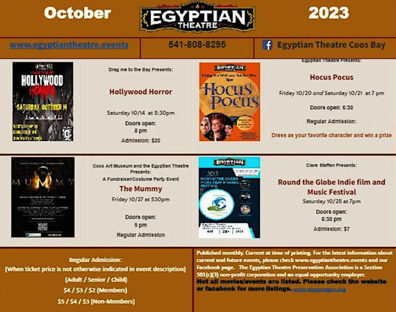 Egyptian Theatre Shows October