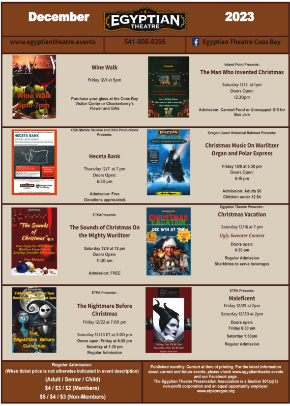 Egyptian Theatre Showings for December