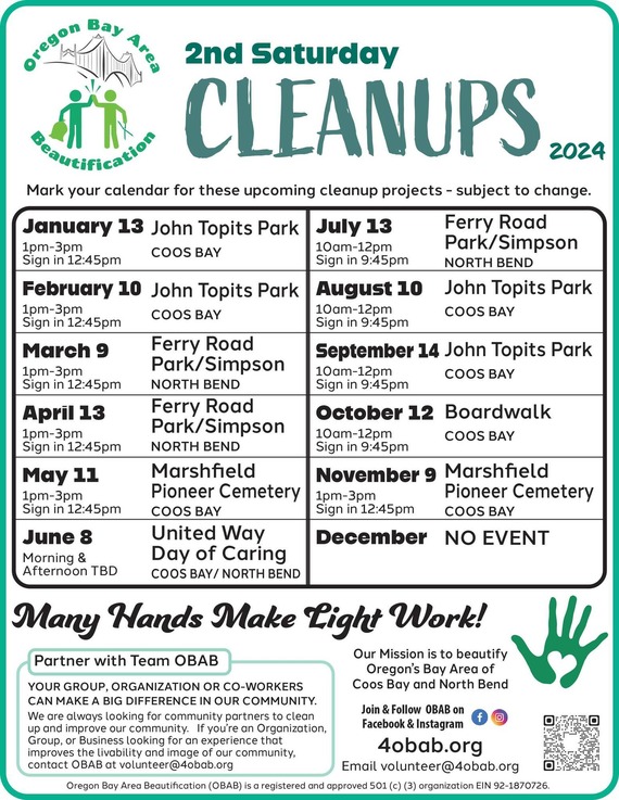 Clean Up Schedule for 2024