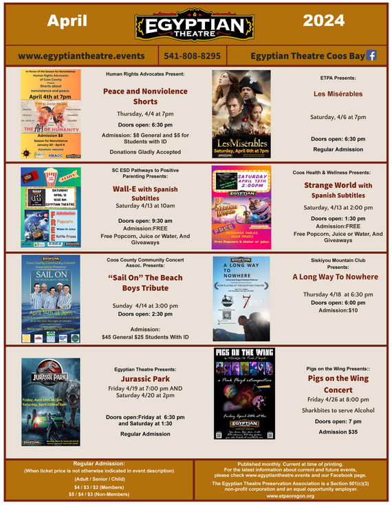 Egyptian Showings for April