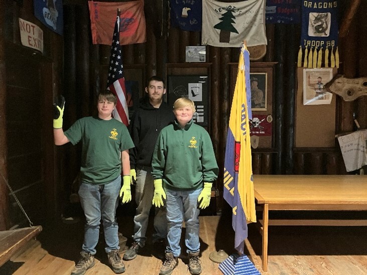 Scout troops in cabin photo