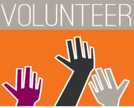 Volunteer with hands up graphic