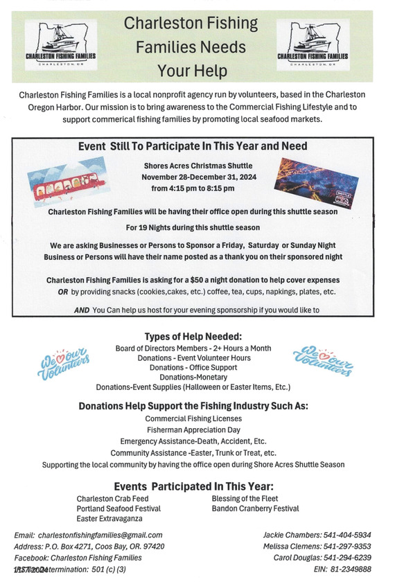 Charleston Fishing Families Volunteers Needed