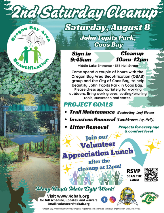 August OBAB Flyer 8/8 at John Topits Park