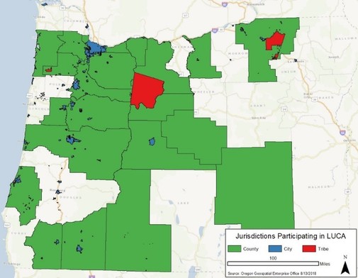 map of Oregon LUCA participation