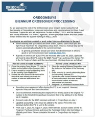 Screenshot of OregonBuys biennium crossover processing instructions for state agencies