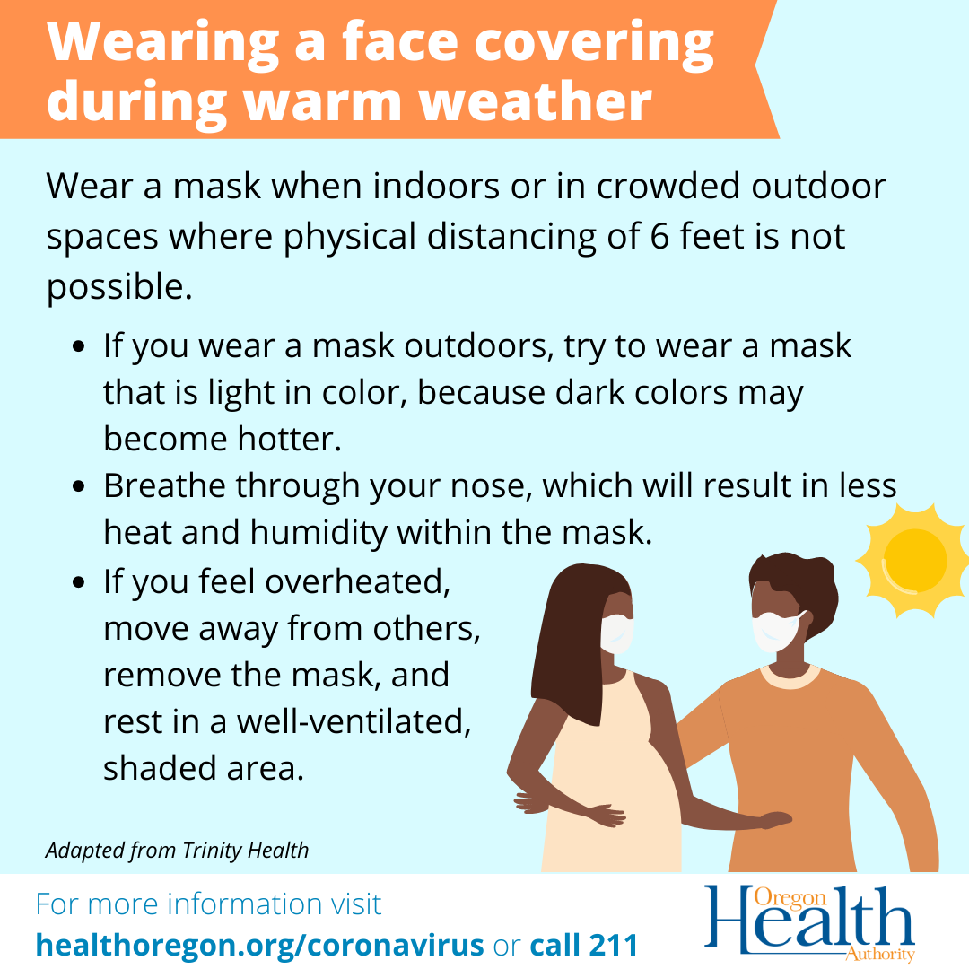 Tips on how to wear a mask in warm weather. Adapted from Trinity Health