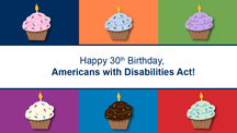 Happy 30th Birthday, ADA! graphics of cupcakes