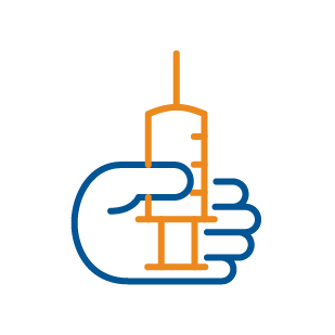 Graphic of hand holding syringe