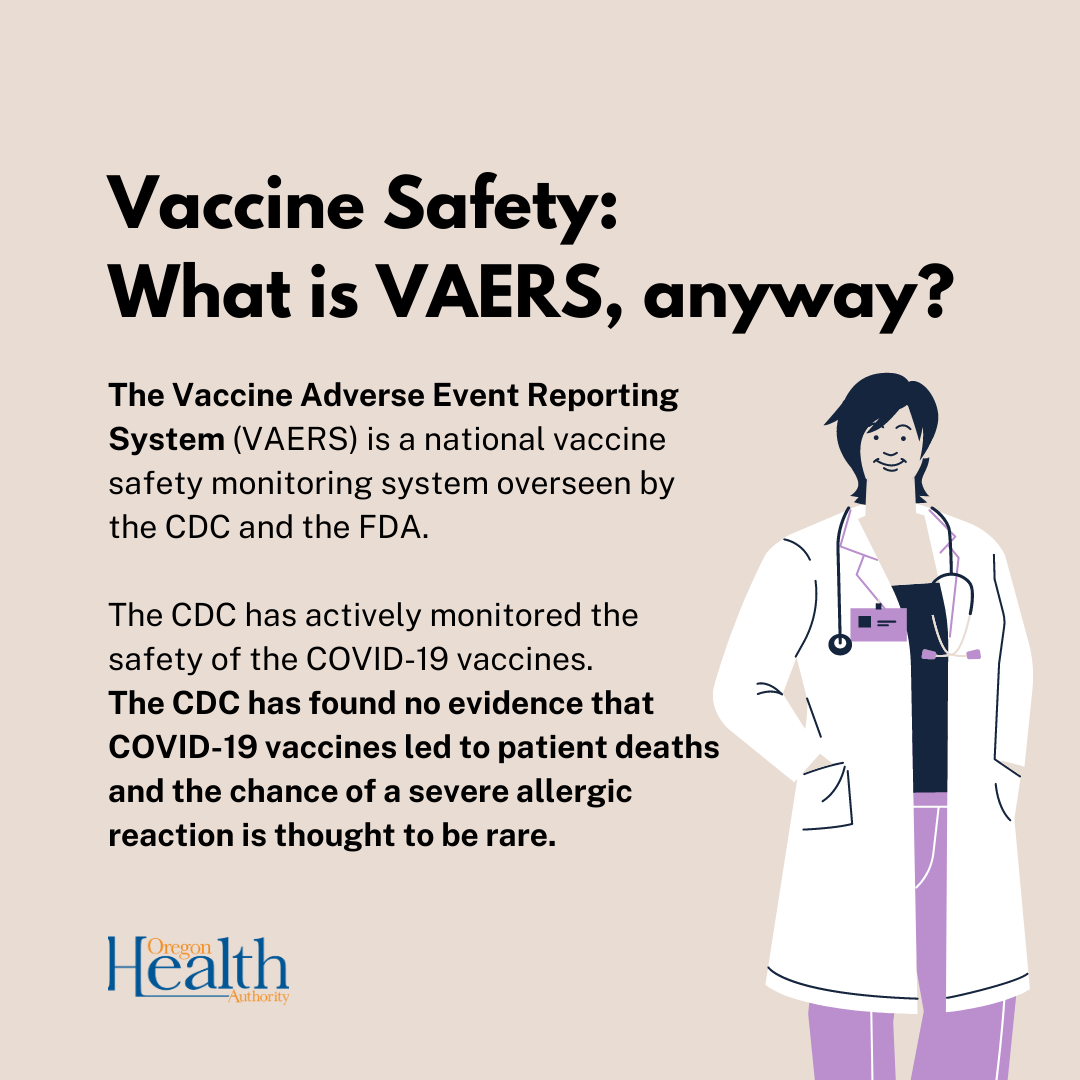 infographic explaining what VAERS is and highlighting the safety of COVID-19 vaccines