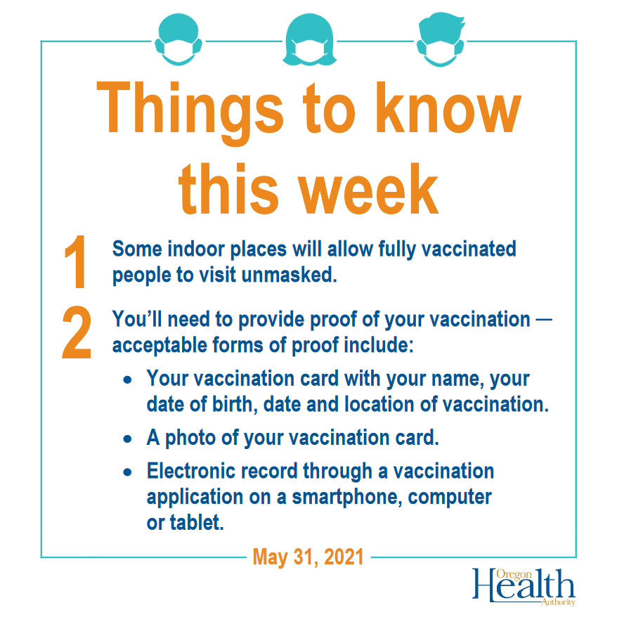 A card listing tips to prove vaccination
