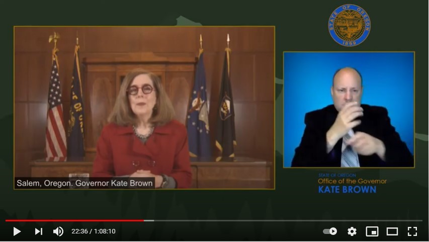 Governor Kate brown and ASL interpreter