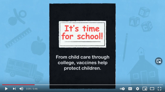 Screenshot of video about school vaccination.